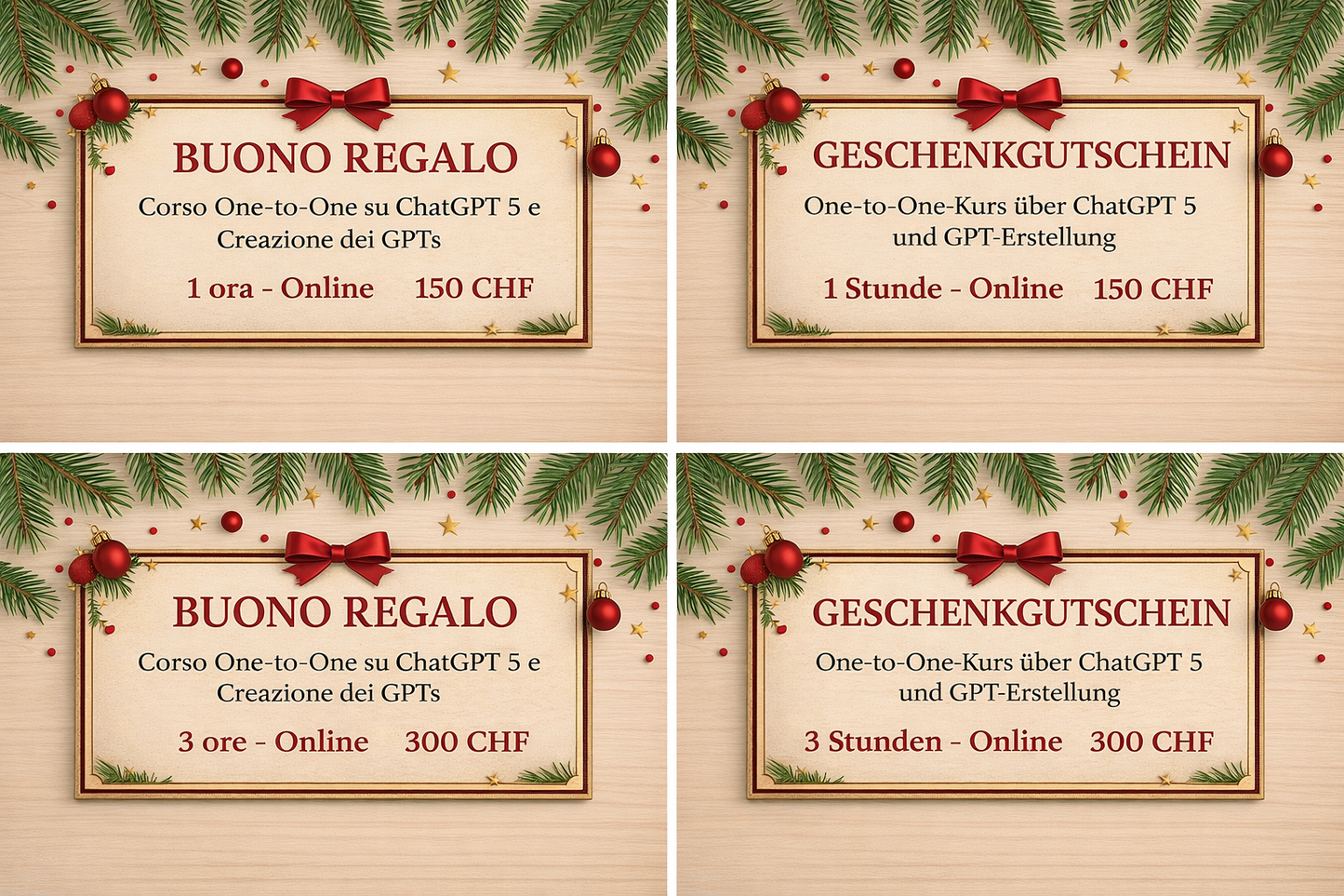 🎁 Buono Regalo – Corso One-to-One su ChatGPT 5 e Creazione dei GPTs